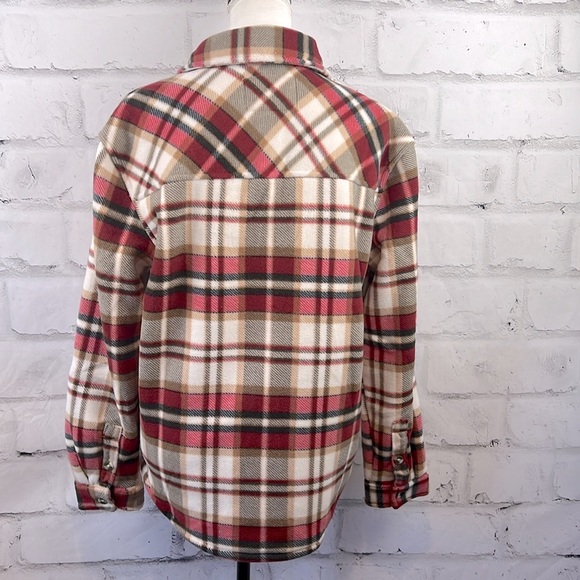 Sage Ladies' Plush Plaid Shirt Jacket Red - Picture 7 of 10